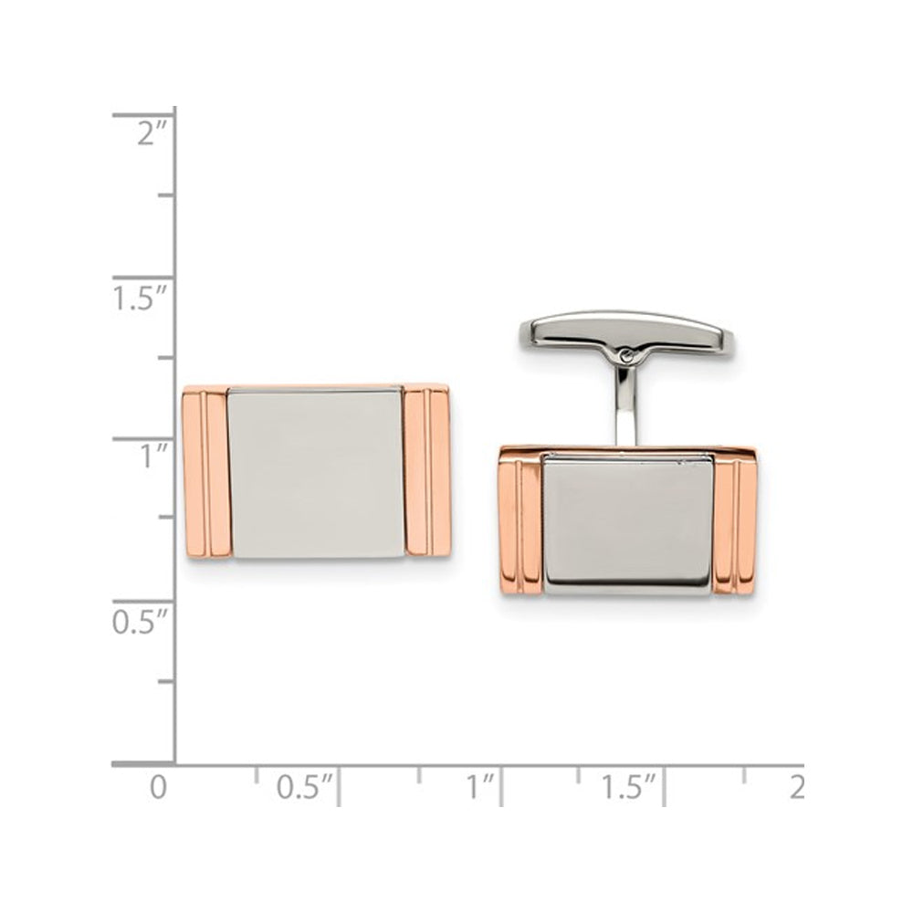 Rose Plated Stainless Steel Polished Cuff Links Image 2