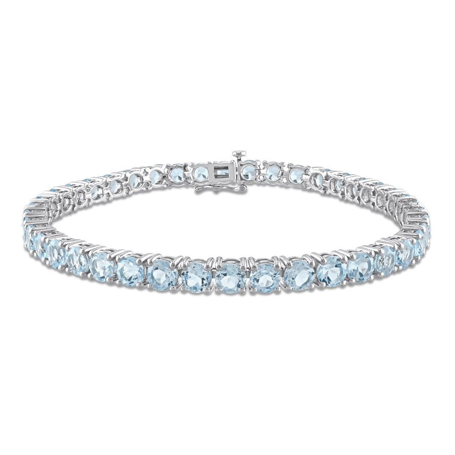18.5 Carat (ctw) Blue Topaz Tennis Bracelet in Sterling Silver (7.25 inches) Image 1