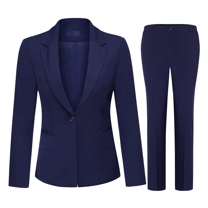 Women Business Suit Two Piece Set Office Lady Solid Color Single Button Elegant Female Blazer Pants Suits Image 3
