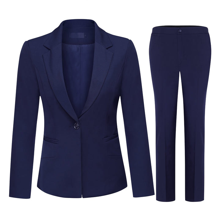 Women Business Suit Two Piece Set Office Lady Solid Color Single Button Elegant Female Blazer Pants Suits Image 1