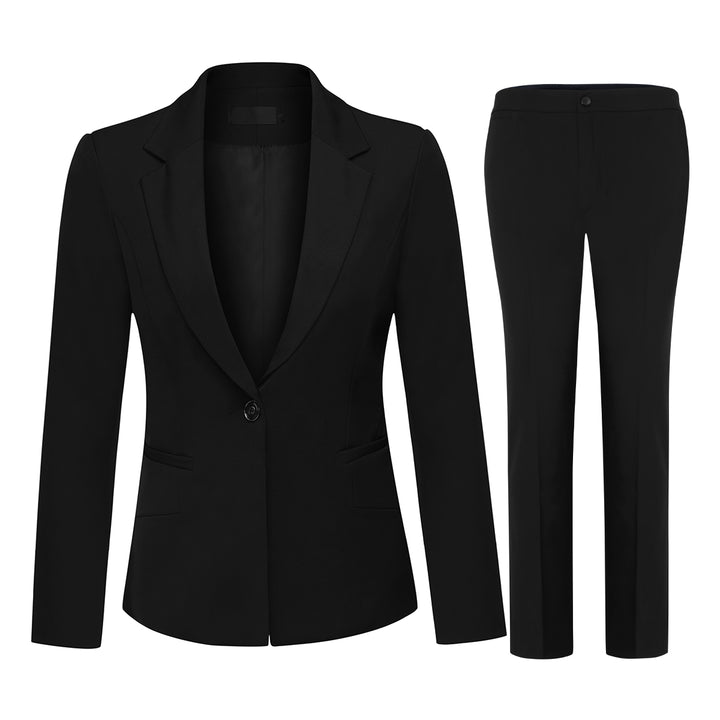 Women Business Suit Two Piece Set Office Lady Solid Color Single Button Elegant Female Blazer Pants Suits Image 1