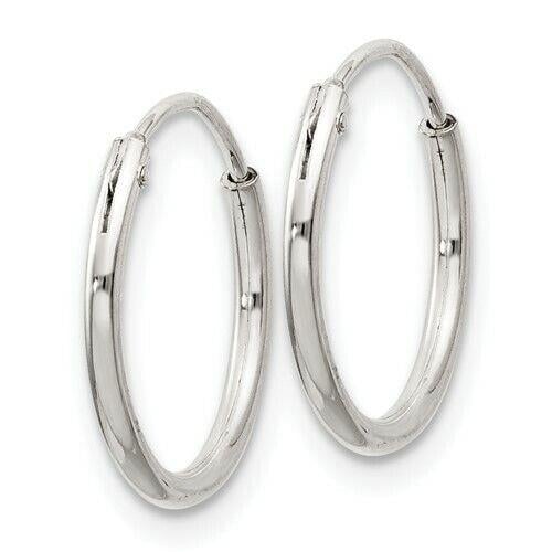 Sterling Silver 1.3mm Hoop Earrings Image 2