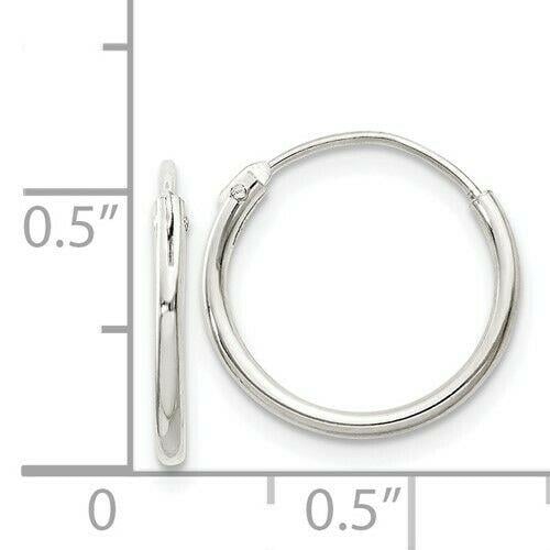 Sterling Silver 1.3mm Hoop Earrings Image 3