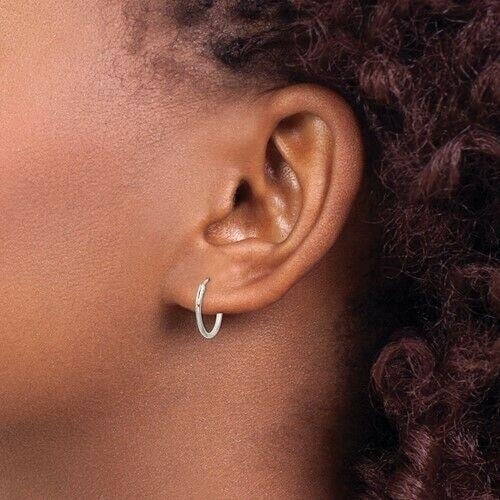 Sterling Silver 1.3mm Hoop Earrings Image 4