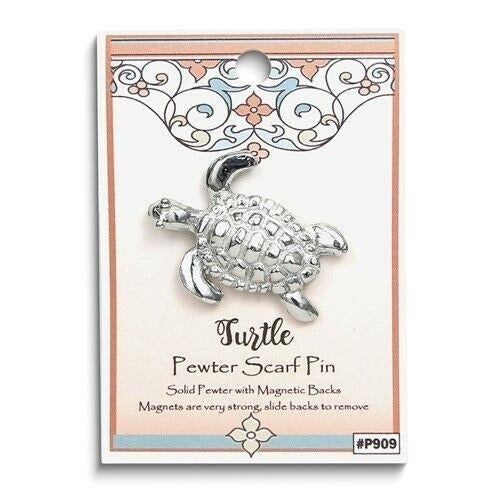 Pewter Turtle Magnetic Scarf Pin Brooch Image 2
