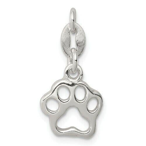 NEW Sterling Silver Polished Paw Print Charm REAL SOLID .925 Sterling Silver Image 1