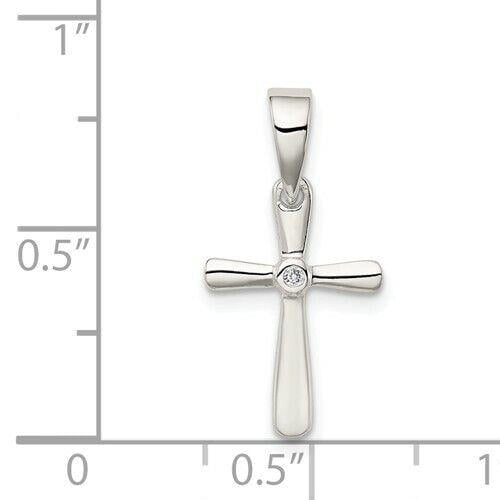 Sterling Silver CZ Cross Pendant Image 2