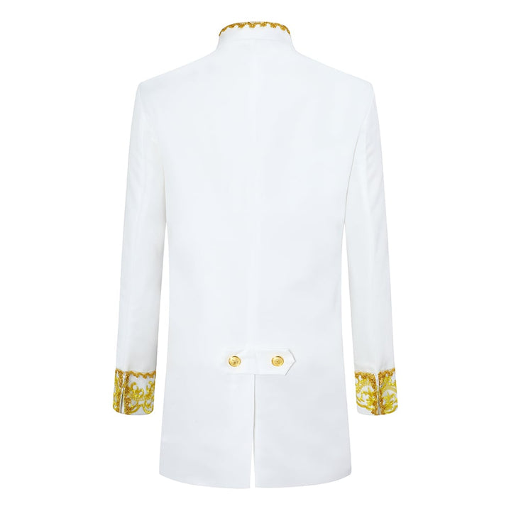 3PCS Men Suit Luxury Stand Collar Dress Suit Spirng Summer Wedding Party Business Casual Classic Court Suits Jacket + Image 4