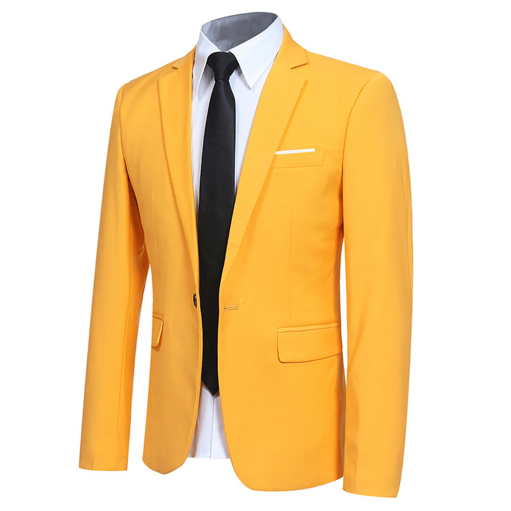 Men Business Blazer Jacket  Wedding Banquet Slim Fit One Button Solid Color Autumn Casual Suit Jackets Image 2