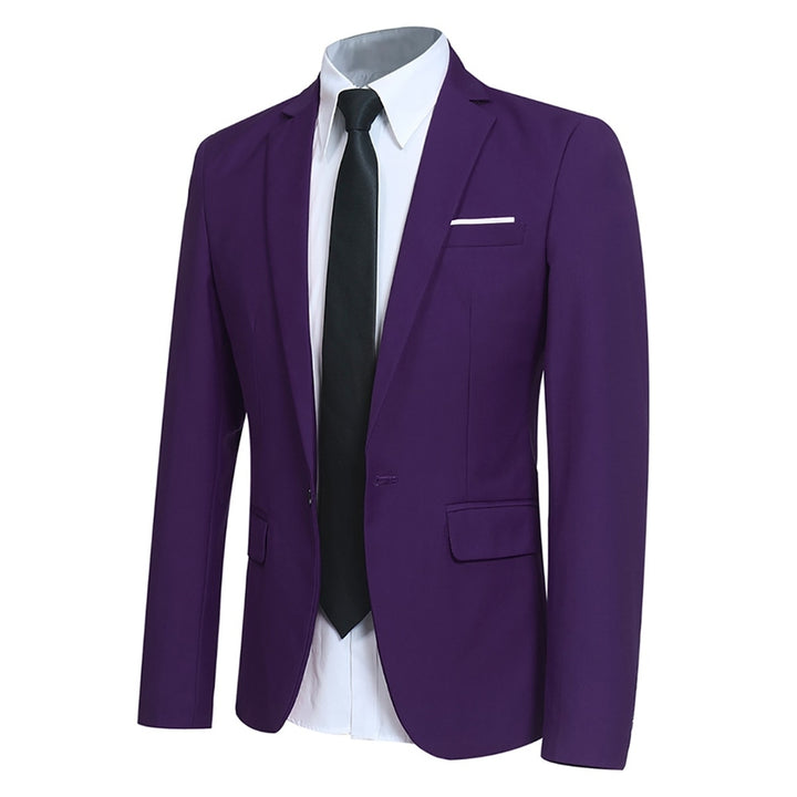 Men Business Blazer Jacket Wedding Banquet Slim Fit One Button Solid Color Autumn Casual Suit Jackets Image 3