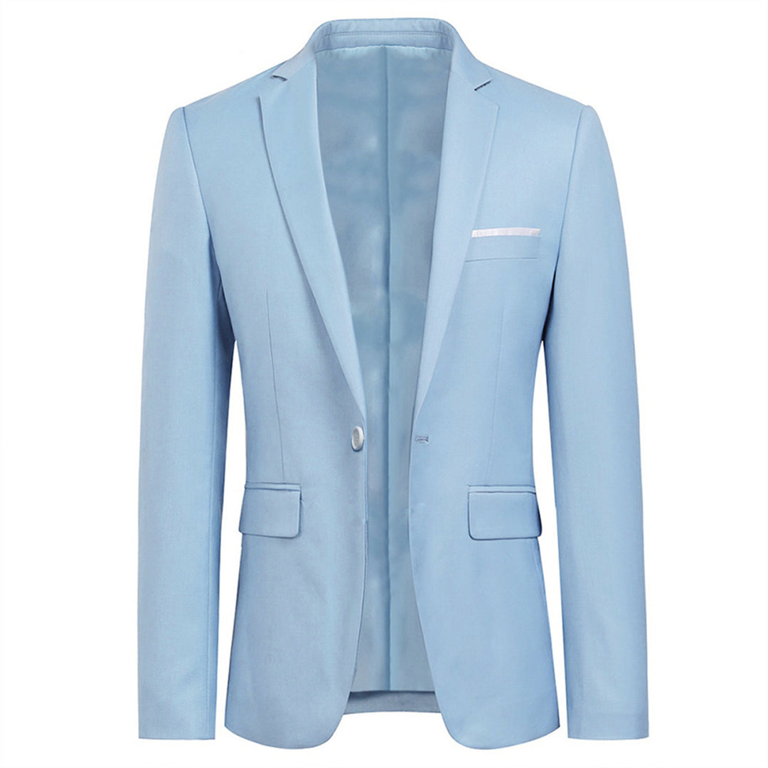Men Business Blazer Jacket Wedding Banquet Slim Fit One Button Solid Color Autumn Casual Suit Jackets Image 4