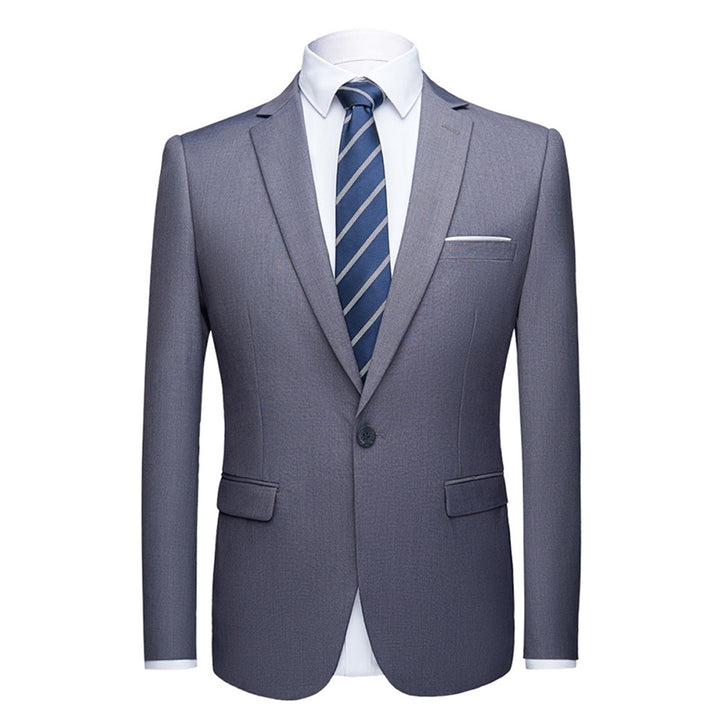 Men Business Blazer Jacket Wedding Banquet Slim Fit One Button Solid Color Autumn Casual Suit Jackets Image 1