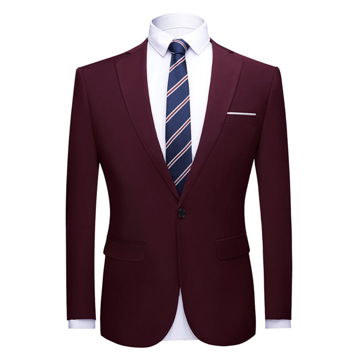 Men Business Blazer Jacket Wedding Banquet Slim Fit One Button Solid Color Autumn Casual Suit Jackets Image 1