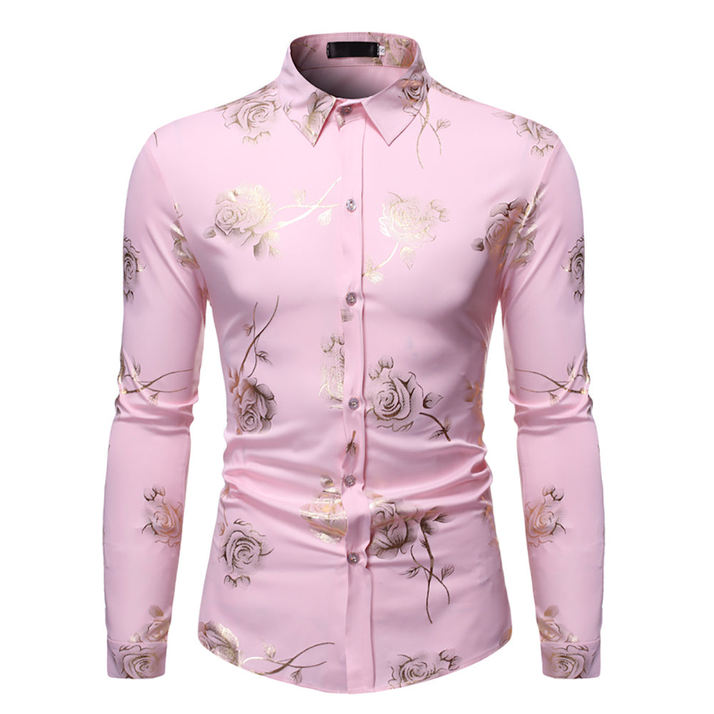 Men Dress Shirt Business Floral Print Men Blouse Long Sleeve Autumn Casual Slim Fit Male Button Down Shirts Image 4