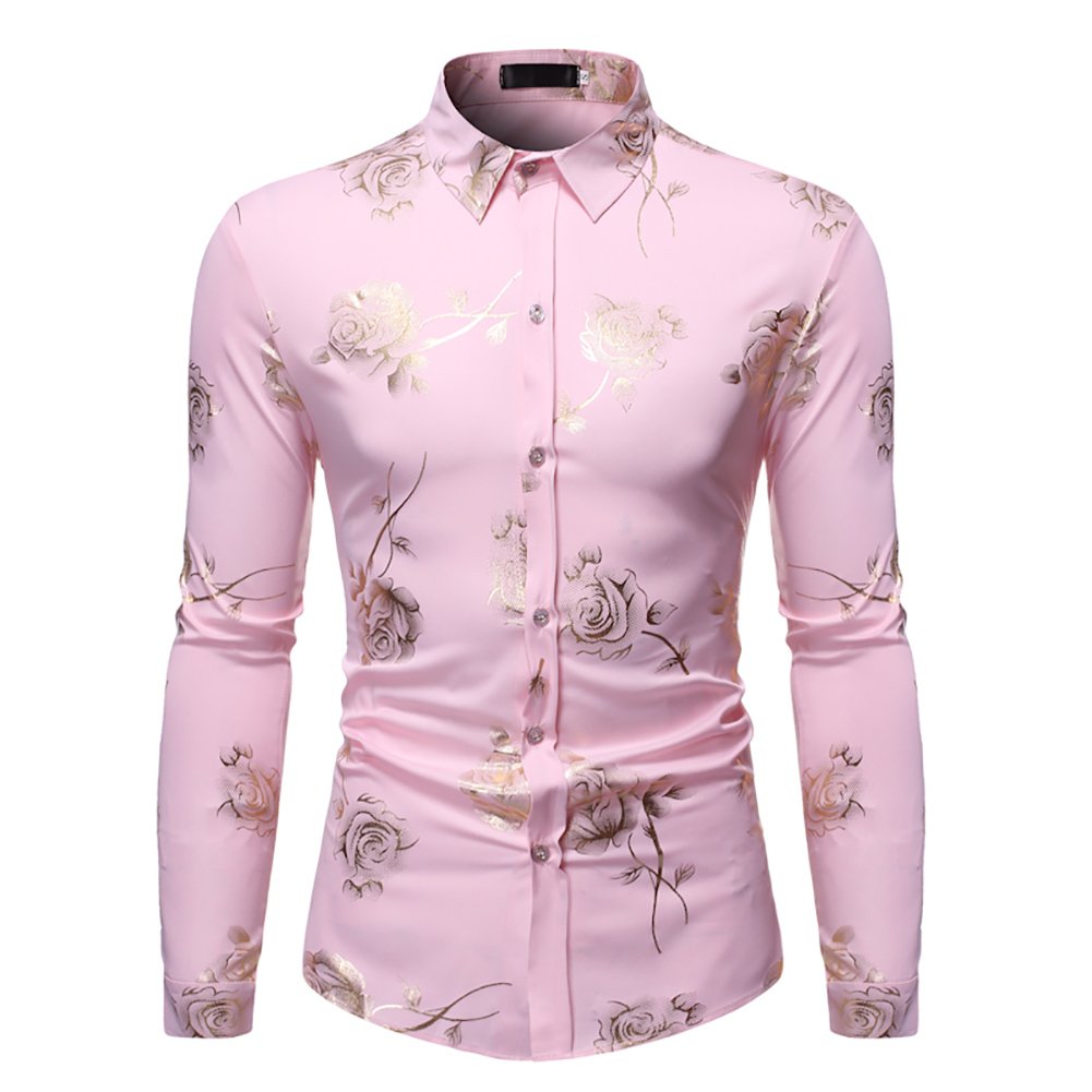 Men Dress Shirt Business Floral Print Men Blouse Long Sleeve Autumn Casual Slim Fit Male Button Down Shirts Image 1