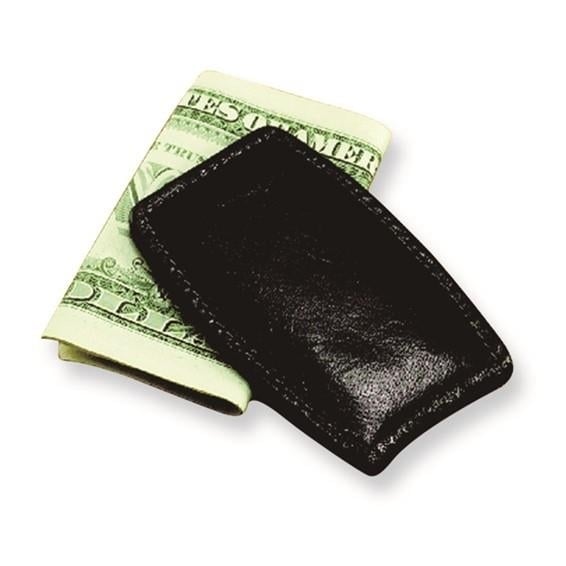 Black Leather Magnetic Money Clip Image 1