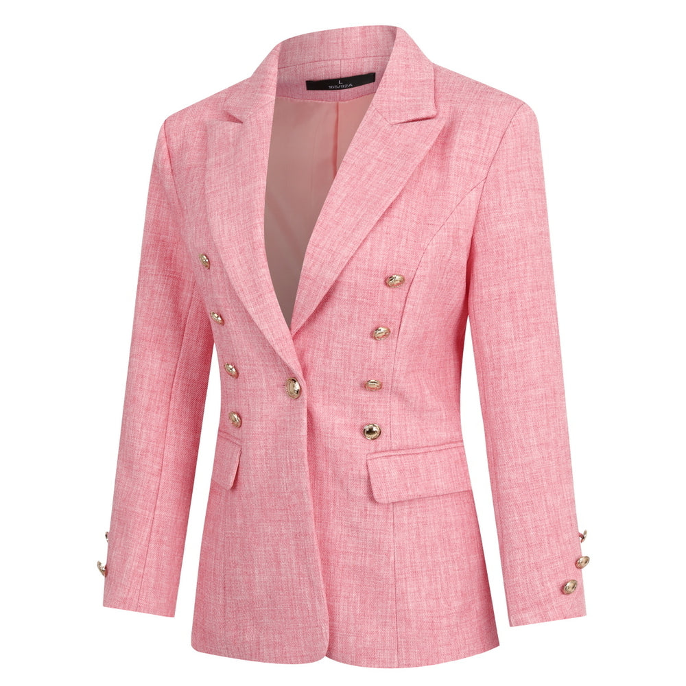 2PCS Women Blazer Suit Set Autumn Spring Office Lady Suits Double Breasted Solid Color Long Sleeve Blazer Jacket And Image 2
