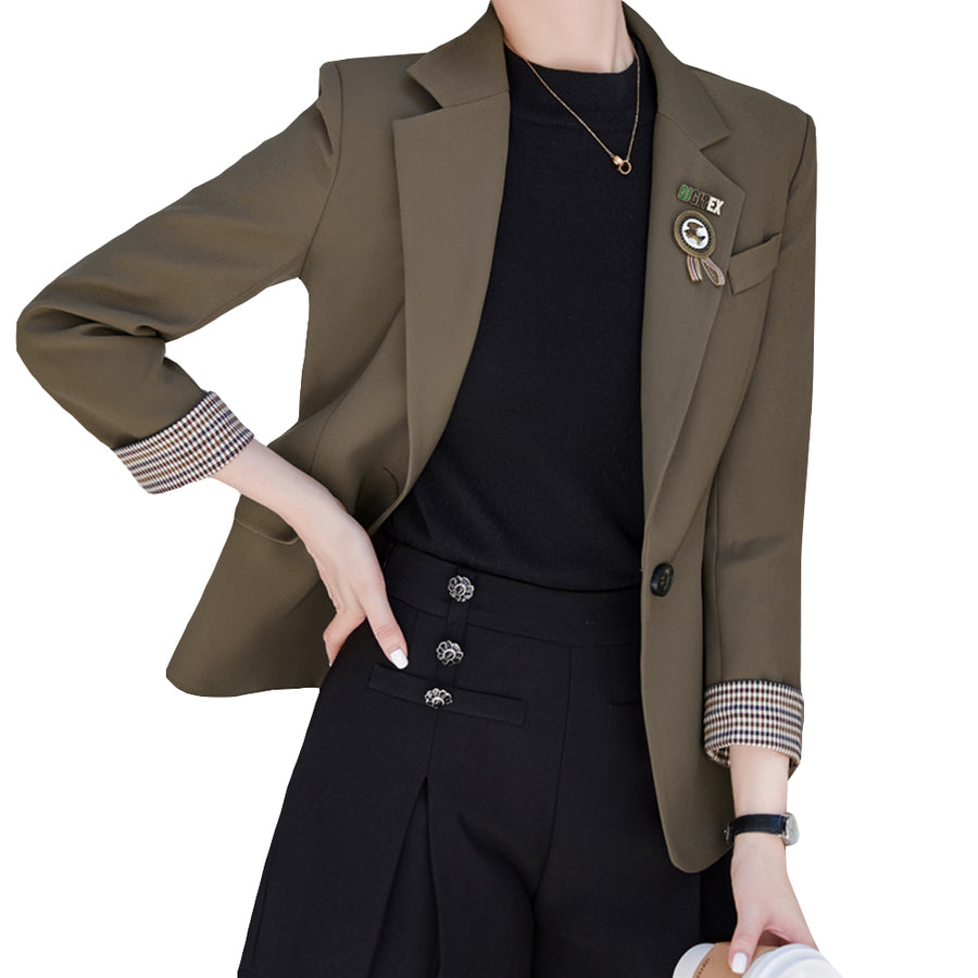 Women Blazers And Jackets Office Lady Fashion Women Business Jacket Single Button Solid Color Coat Street Wear Image 1