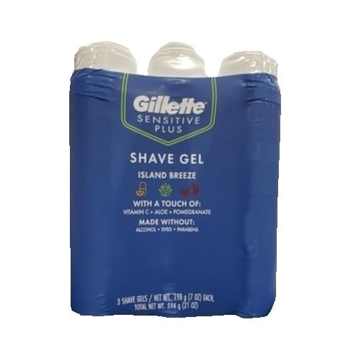 Gillette Sensitive Plus Shave Gel Island Breeze 7 Ounce (Pack of 3) Image 1