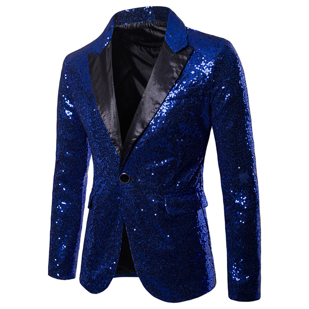 Men Suit Jacket Shiny Luxury Blazer Men Sequin Notched Lapel Single Button Men Coat Wedding Party Slim Fit Stage Image 3