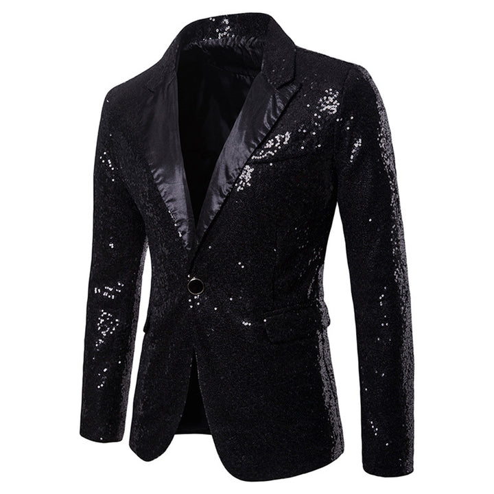Men Suit Jacket Shiny Luxury Blazer Men Sequin Notched Lapel Single Button Men Coat Wedding Party Slim Fit Stage Image 4