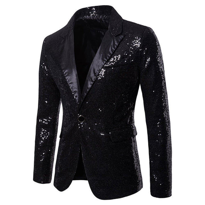 Men Suit Jacket Shiny Luxury Blazer Men Sequin Notched Lapel Single Button Men Coat Wedding Party Slim Fit Stage Image 1