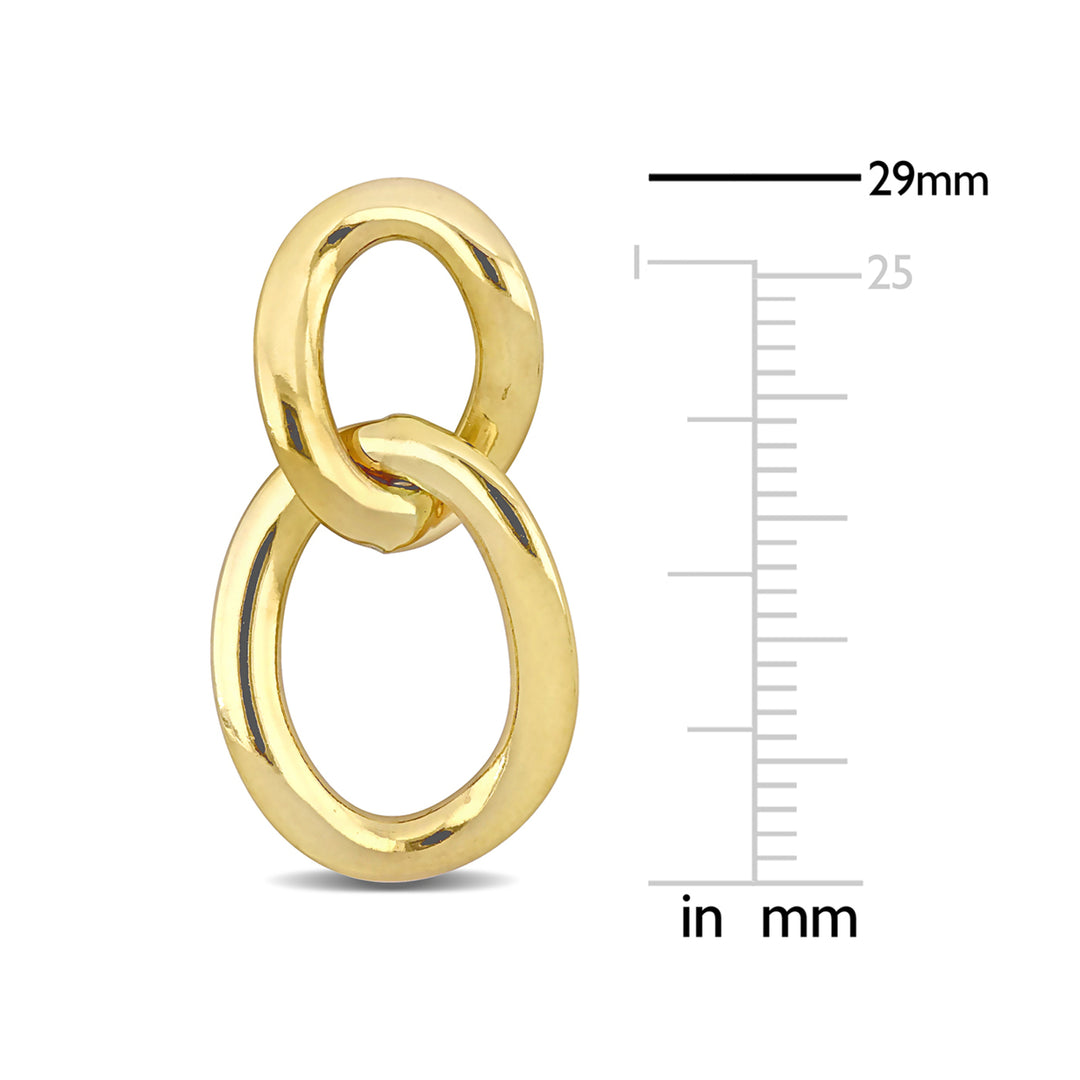 10K Yellow Gold Oval Double Link Earrings Image 3