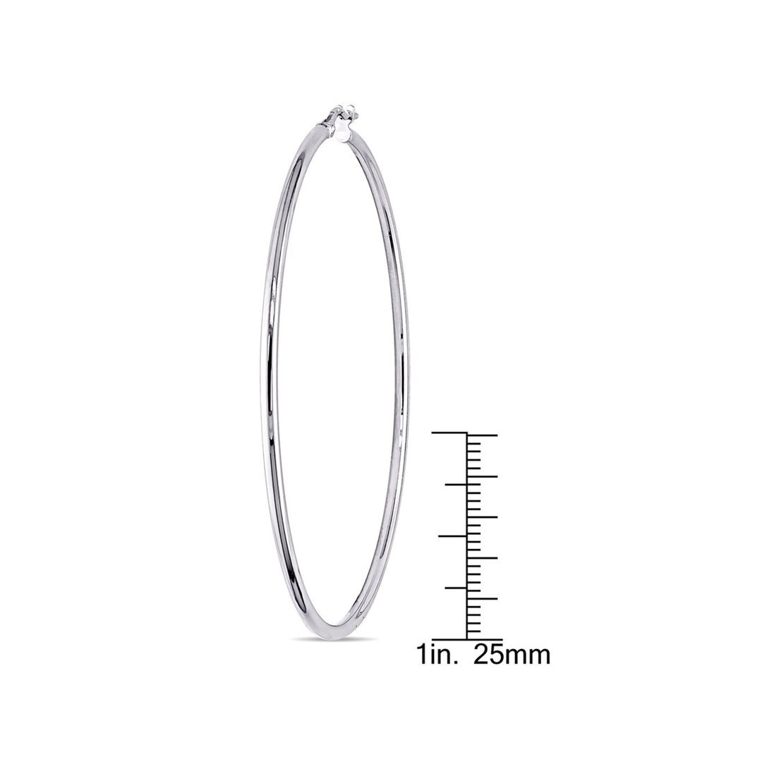 10K White Gold Round Hoop Earrings (65mm) Image 4