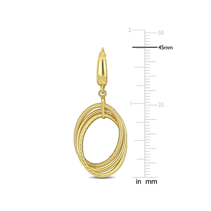 10K Yellow Gold Hanging Leverback Earrings Dangle Earrings Image 3