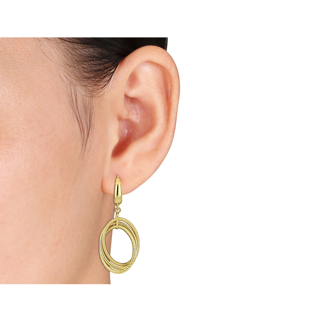 10K Yellow Gold Hanging Leverback Earrings Dangle Earrings Image 4