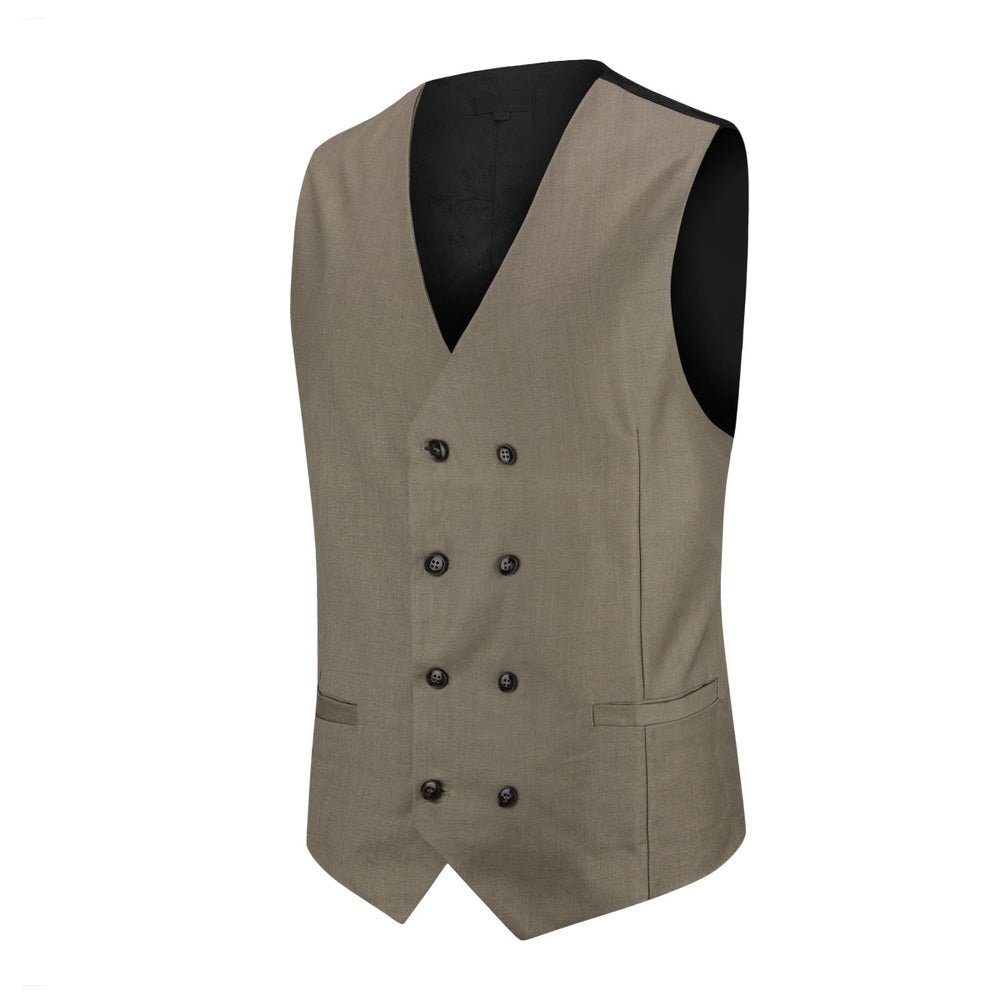 Men Suit Vest Slim Fit Sleeveless Waistcoat Business Solid Color Double Breasted Male Wedding Dress Vests Image 2
