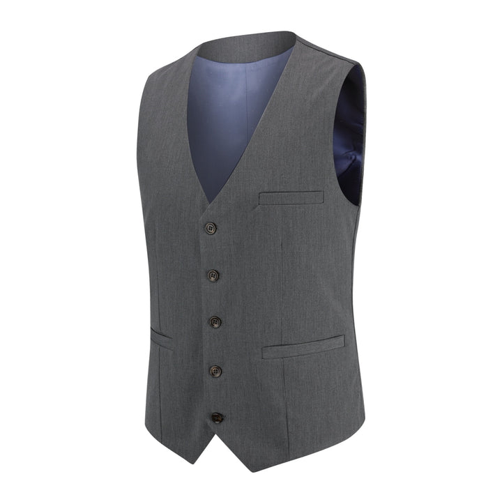 Men Slim Fit Suit Vest Formal Businss Waistcoat Elegant Sleeveless Solid Color Buttons Men Vest Jacket Office Wear Image 4
