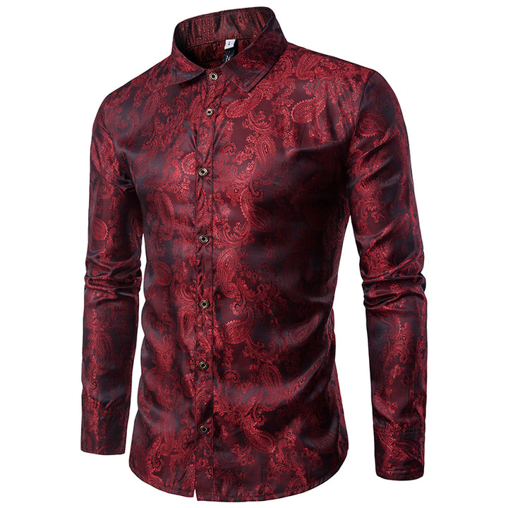 Men Paisley Shirt Fashion Dress Shirts Retro Embroidered Long Sleeve Blouse Loose Party Button Down Tops Autumn Image 1
