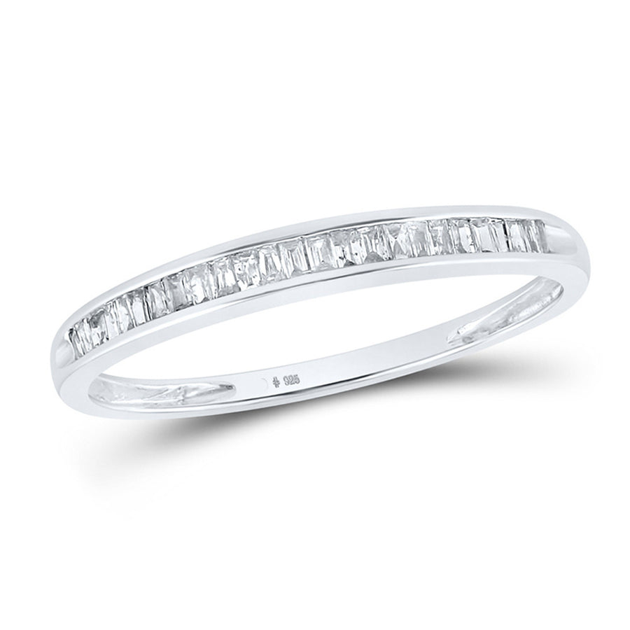 1/6 Carat (ctw G-H, I2-I3) Baguette Diamond Wedding Band Ring in Sterling Silver Image 1