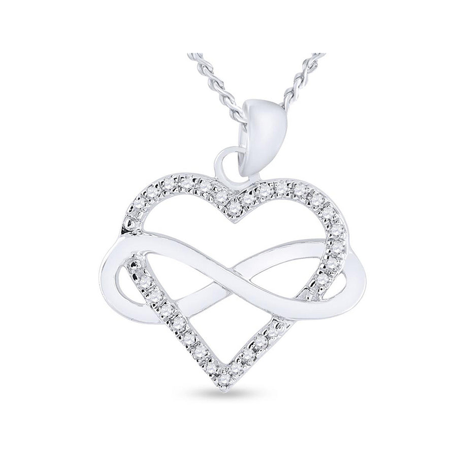 1/7 Carat (ctw) Diamond Heart Infinity Charm Pendant Necklace in Sterling Silver with Chain Image 1