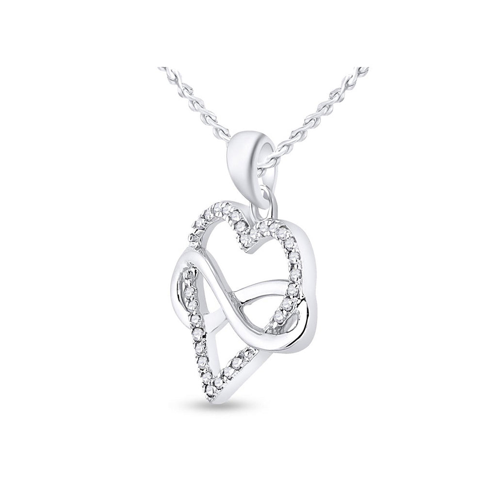 1/7 Carat (ctw) Diamond Heart Infinity Charm Pendant Necklace in Sterling Silver with Chain Image 2