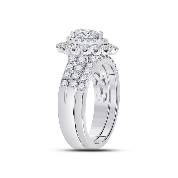 1.85 Carat (ctw G-H I1-I2) Pear Diamond Engagement Bridal Wedding Ring and Band Set in 14K White Gold Image 3