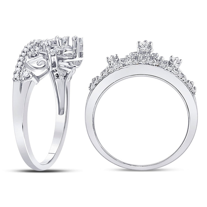 1/5 Carat (ctw) Diamond Tiara Ring in 10K White Gold Image 3