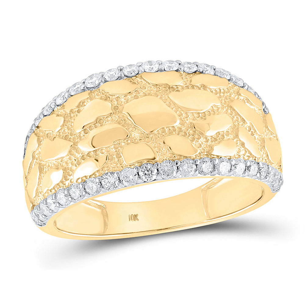 3/4 Carat (ctw) Mens Diamond Nugget Band Ring in 10K Yellow Gold Image 1