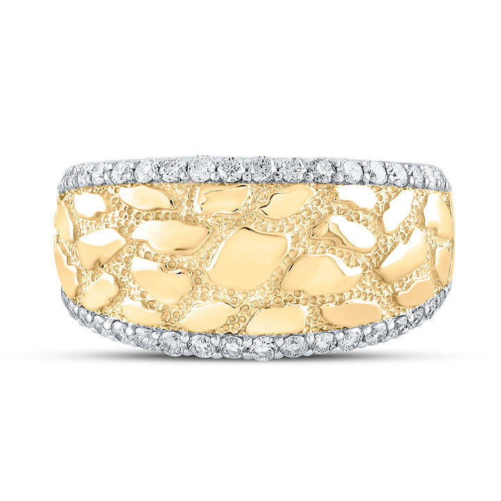 3/4 Carat (ctw) Mens Diamond Nugget Band Ring in 10K Yellow Gold Image 3