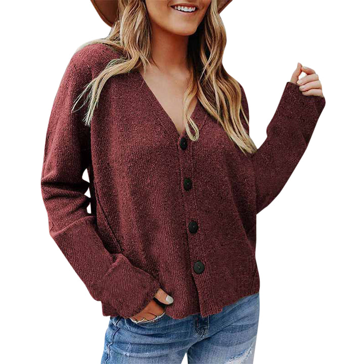 Women Cardigan Sweater Knitted Oversized Sweaters Vintage Long Sleeve Solid Color V Neck Single Breasted Women Cardigan Image 4