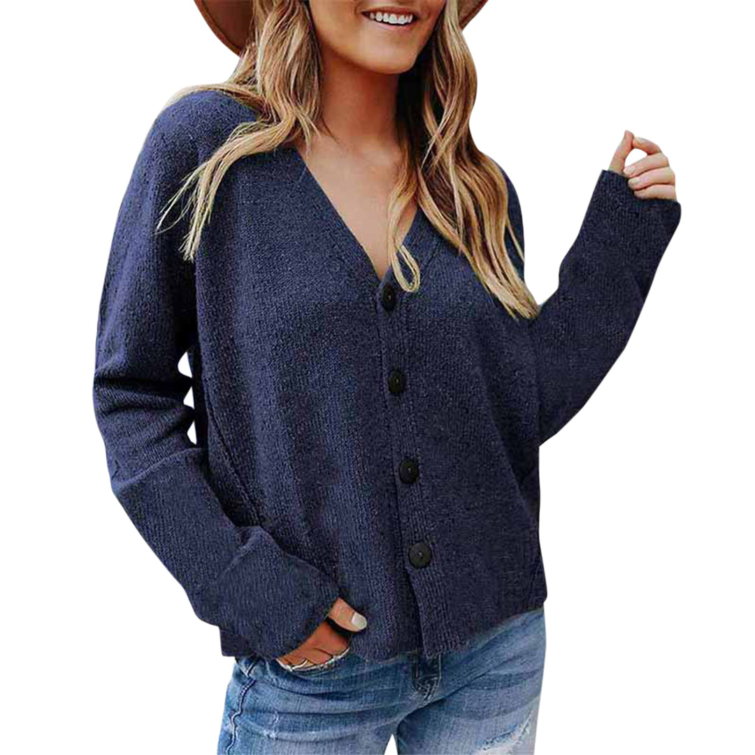 Women Cardigan Sweater Knitted Oversized Sweaters Vintage Long Sleeve Solid Color V Neck Single Breasted Women Cardigan Image 1