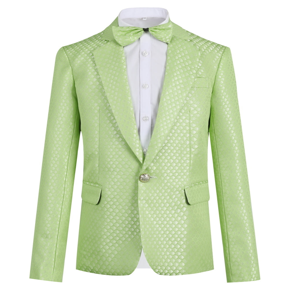 Boy Suit Wedding Formal Dress Suits Children Solid Color Single Button Teenager Performance Blazer Pants Bow Tie Set Image 2