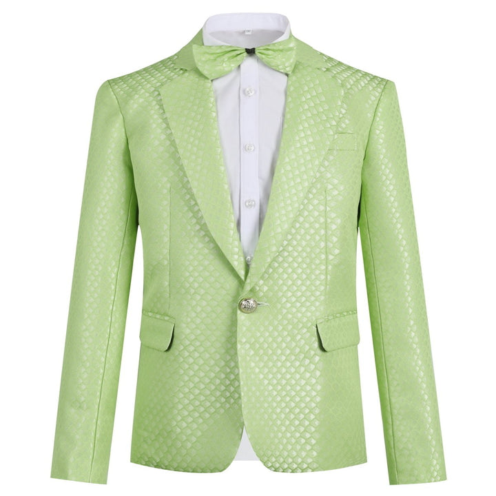 Boy Suit Wedding Formal Dress Suits Children Solid Color Single Button Teenager Performance Blazer Pants Bow Tie Set Image 1