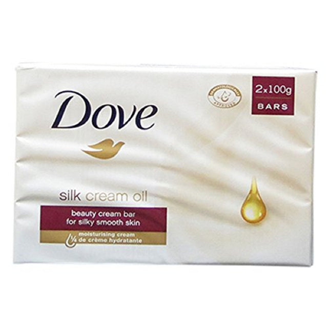 Dove Bar Soap with Silk Cream Oil 2 in 1 Pack (2 by 100g approx.) Image 2