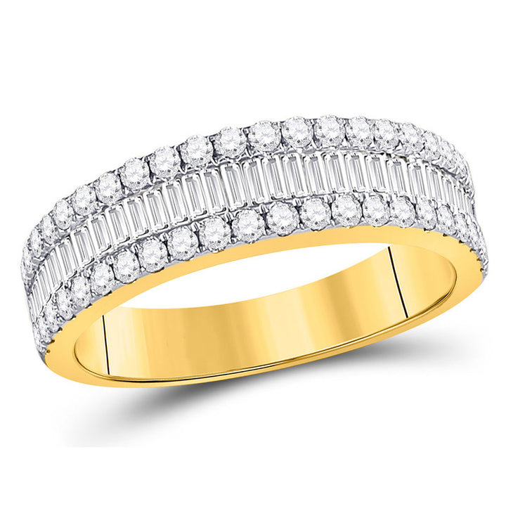1.00 Carat (ctw G-H, I2-I3) Diamond Wedding Anniversary Band Ring in 14K Yellow Gold Image 1