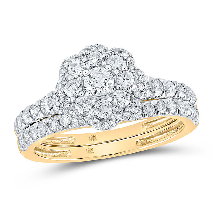 1.00 Carat (G-H, I2) Diamond Engagement Ring Wedding Set in 10K Yellow Gold Image 1