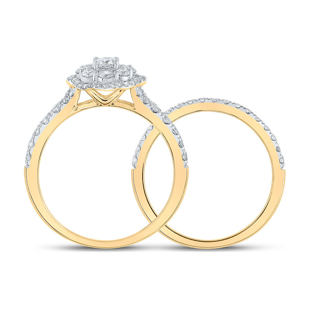 1.00 Carat (G-H, I2) Diamond Engagement Ring Wedding Set in 10K Yellow Gold Image 2