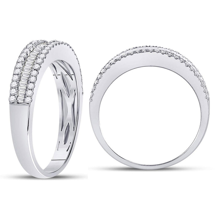 2/5 Carat (ctw G-H, I2-I3) Diamond Wedding Anniversary Band Ring in 14K White Gold Image 3