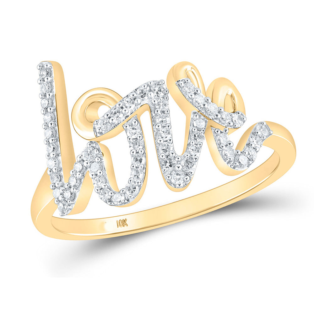 1/5 Carat (ctw) Diamond LOVE Ring in 10K Yellow Gold Image 1
